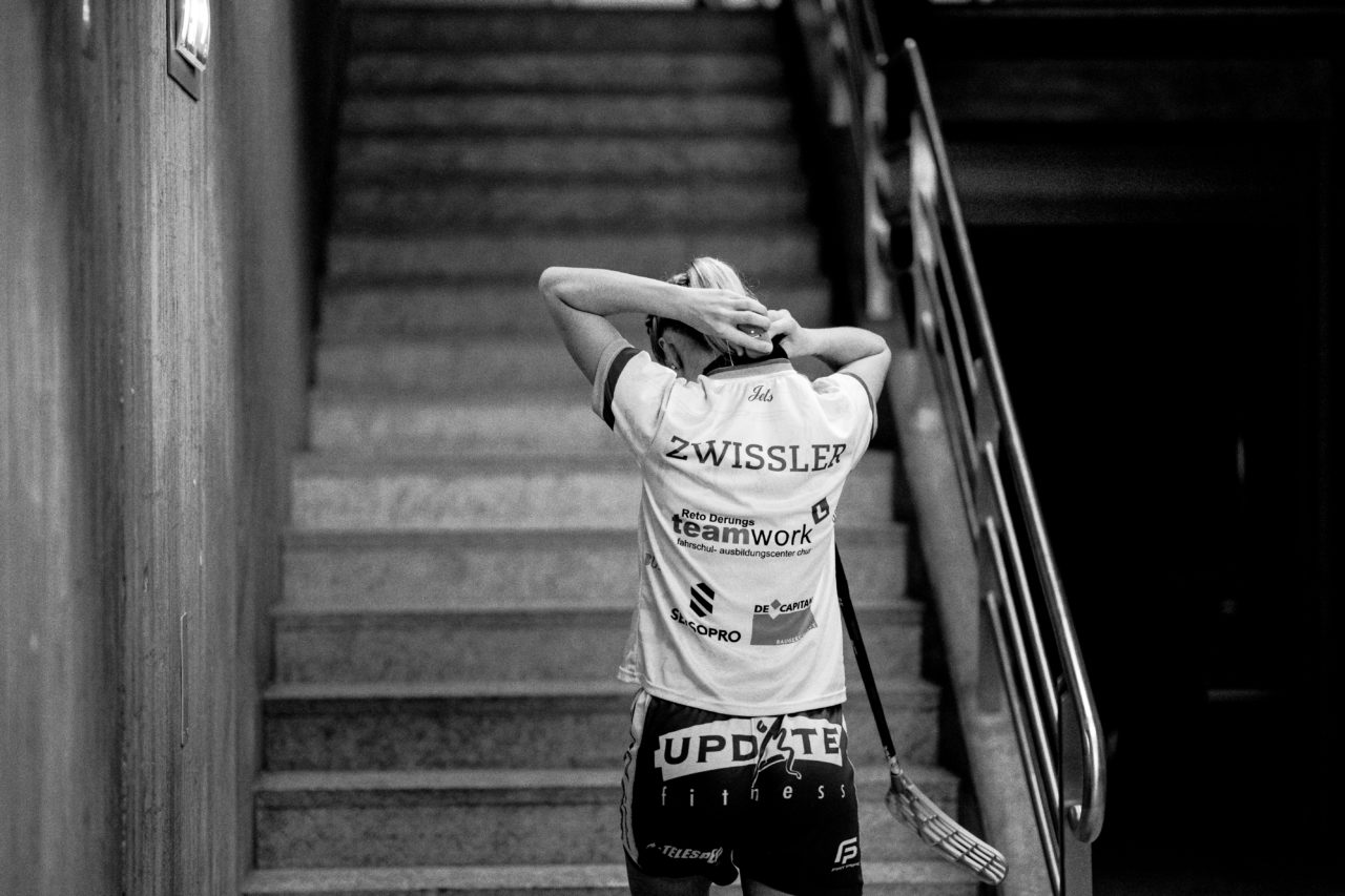 Gewerbliche Berufsschule Chur (Chur), 03.11.2019, Unihockey Damen NLA 7. Runde, piranha chur - Kloten-Dietlikon Jets, Sereina Zwissler (Nr. 51, Kloten-Dietlikon Jets) vor dem Spiel

(Claudio Schwarz, unihockey-fotos.ch)