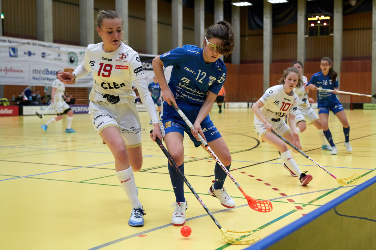 Zug United Juniorinnen U21A 
Zug United - Red Ants Rychenberg Winterthur  
Resultat 3 : 2 nach Verlängerung  am 21. Dezember 2019 in der Sporthalle Zug 
Bild: Michael Peter