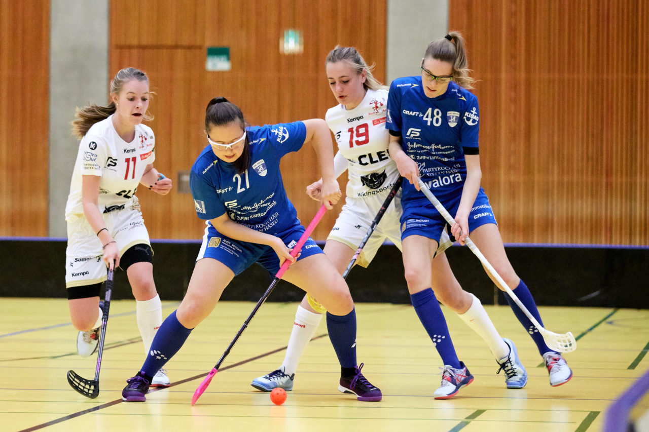 Zug United Juniorinnen U21A 
Zug United - Red Ants Rychenberg Winterthur  
Resultat 3 : 2 nach Verlängerung  am 21. Dezember 2019 in der Sporthalle Zug 
Bild: Michael Peter