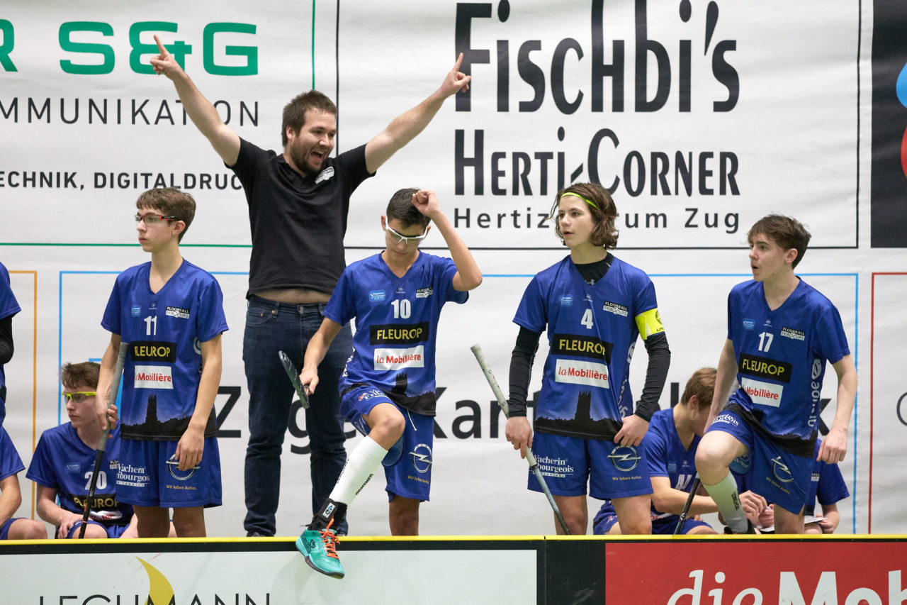 Zug United Junioren U16A 
Zug United - Floorball Fribourg Resultat 9 : 5 am 19. Januar  2020 in der Sporthalle der Kantonsschule Zug 
Bild: Michael Peter