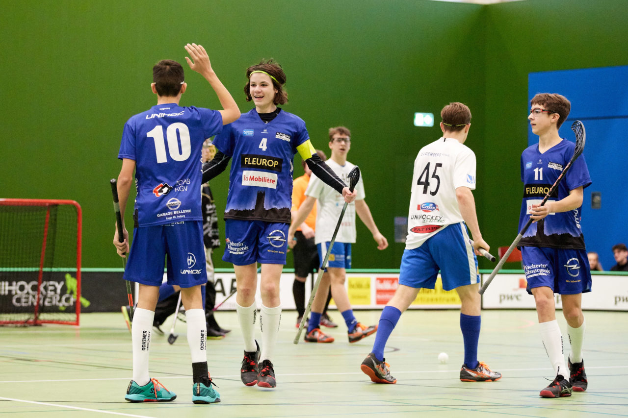 Zug United Junioren U16A 
Zug United - Floorball Fribourg Resultat 9 : 5 am 19. Januar  2020 in der Sporthalle der Kantonsschule Zug 
Bild: Michael Peter