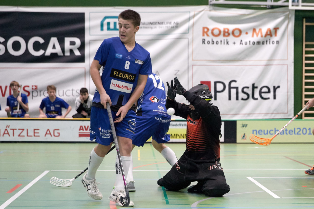 Zug United Junioren U16A 
Zug United - Floorball Fribourg Resultat 9 : 5 am 19. Januar  2020 in der Sporthalle der Kantonsschule Zug 
Bild: Michael Peter