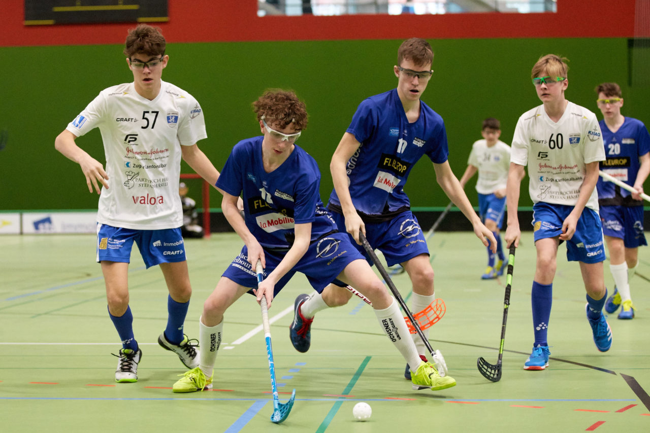 Zug United Junioren U16A 
Zug United - Floorball Fribourg Resultat 9 : 5 am 19. Januar  2020 in der Sporthalle der Kantonsschule Zug 
Bild: Michael Peter