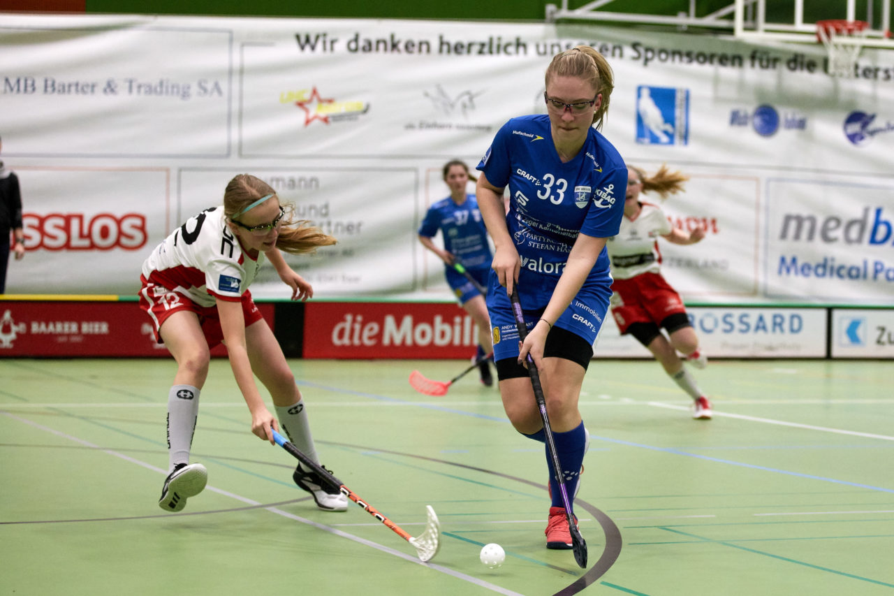 Zug United Juniorinnen U21A 
Zug United - Red Lions Frauenfeld  
Resultat 4 : 1 am 19. Januar 2020 in der Sporthalle der Kantonsschule Zug 
Bild: Michael Peter