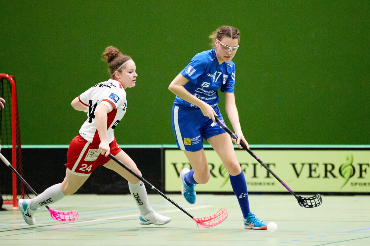 Zug United Juniorinnen U21A 
Zug United - Red Lions Frauenfeld  
Resultat 4 : 1 am 19. Januar 2020 in der Sporthalle der Kantonsschule Zug 
Bild: Michael Peter