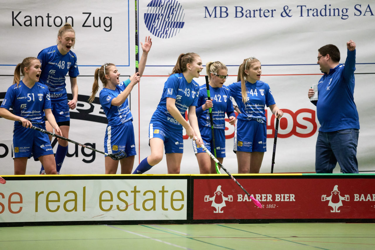 Zug United Juniorinnen U21A 
Zug United - Red Lions Frauenfeld  
Resultat 4 : 1 am 19. Januar 2020 in der Sporthalle der Kantonsschule Zug 
Bild: Michael Peter