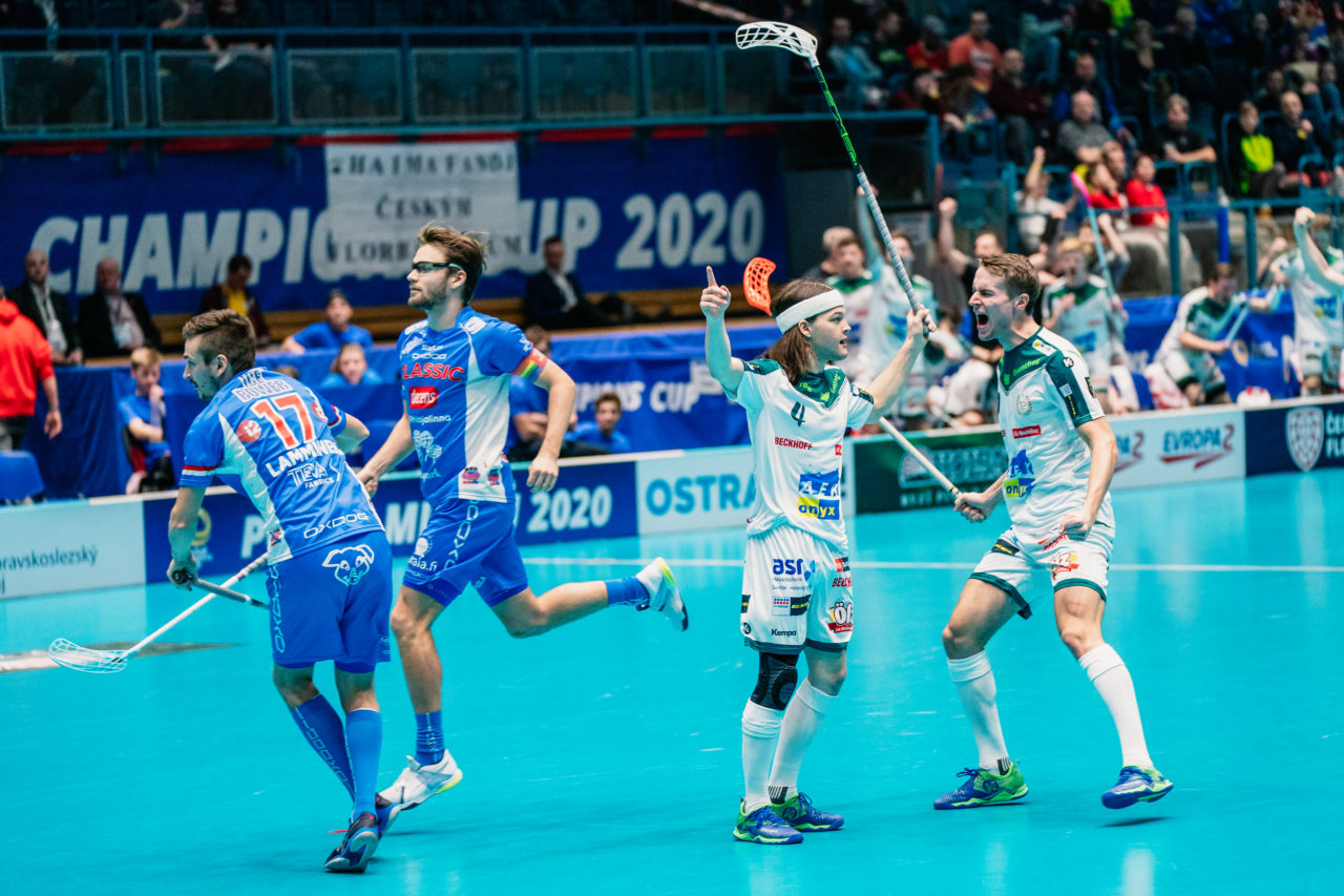 Champions Cup Ostrava - Semifinal 2 Men, Czech Republic: 11.01.2020, Ostrava, RT TORAX ARENA, Dudovic Michal (Nr. 4, SV Wiler-Ersigen) jubelt

Credit: Claudio Schwarz, unihockey-fotos.ch