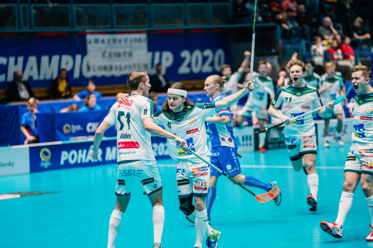 Champions Cup Ostrava - Semifinal 2 Men, Czech Republic: 11.01.2020, Ostrava, RT TORAX ARENA, Dudovic Michal (Nr. 4, SV Wiler-Ersigen) jubelt

Credit: Claudio Schwarz, unihockey-fotos.ch