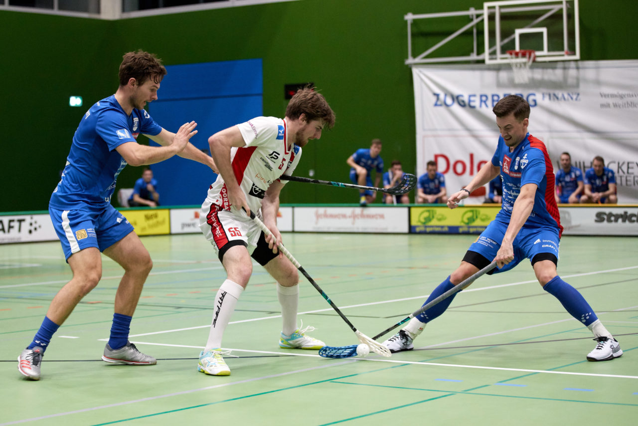 Zug United - Floorball Köniz 
Playoff Viertelfinal 2. Spiel 
Resultat 6 : 5 nach Verlängerung am 1. März 2020 in der Sporthalle der Kantonsschule Zug 
Bild: Michael Peter