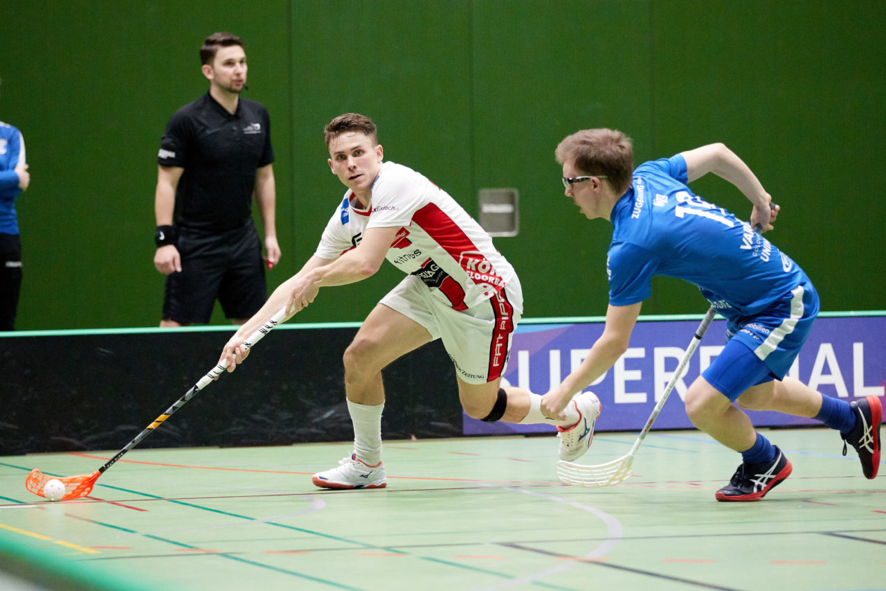 Zug United - Floorball Köniz 
Playoff Viertelfinal 2. Spiel 
Resultat 6 : 5 nach Verlängerung am 1. März 2020 in der Sporthalle der Kantonsschule Zug 
Bild: Michael Peter