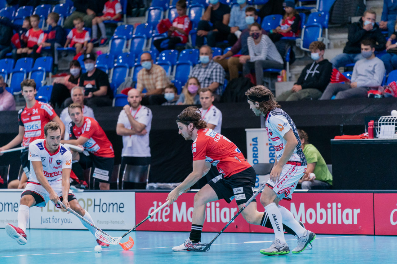 Supercup Final 4, Final Männer, Switzerland: 30.08.2020, Zürich, Saalsporthalle, Dan Hartmann (Nr. 96, Alligator Malans) am Ball

Credit: Claudio Schwarz, unihockey-fotos.ch