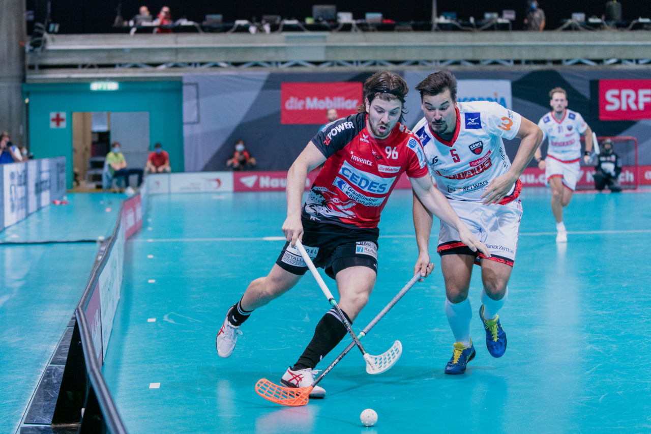 Supercup Final 4, Final Männer, Switzerland: 30.08.2020, Zürich, Saalsporthalle, Dan Hartmann (Nr. 96, Alligator Malans) am Ball

Credit: Claudio Schwarz, unihockey-fotos.ch