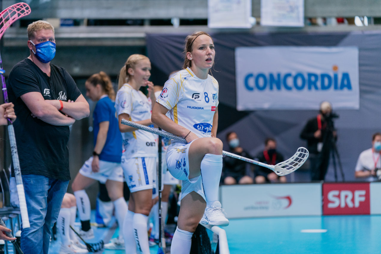 Supercup Final 4, Final Frauen, Switzerland: 30.08.2020, Zürich, Saalsporthalle, Brigitte Mischler (Nr. 8, Kloten-Dietlikon Jets) 

Credit: Claudio Schwarz, unihockey-fotos.ch