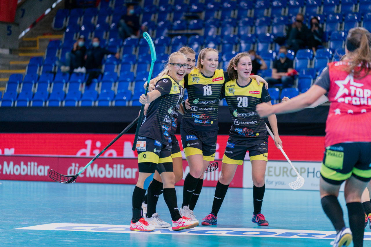 Supercup Final 4, Final Frauen, Switzerland: 30.08.2020, Zürich, Saalsporthalle, die Wizards jubeln

Credit: Claudio Schwarz, unihockey-fotos.ch