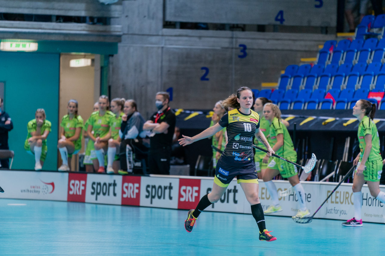 Supercup Final 4, 2. Halbfinal Frauen, Switzerland: 29.08.2020, Zürich, Saalsporthalle, Simone Wyss (Nr. 10, Wizards Bern Burgdorf) jubelt

Credit: Claudio Schwarz, unihockey-fotos.ch