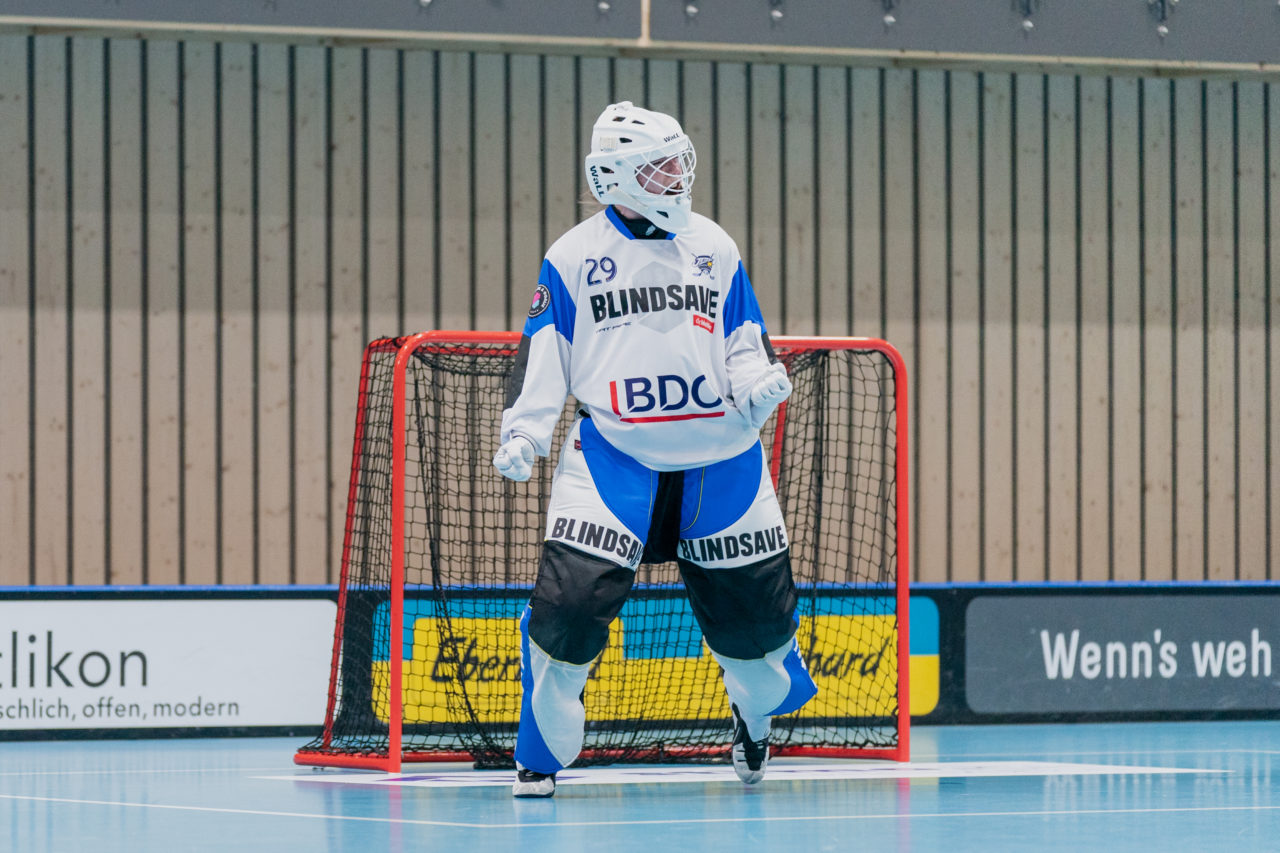 Frauen NLA Runde 2 2020/21, Switzerland: 20.09.2020, Kloten, Stighag, Monika Schmid (Nr. 29, Kloten-Dietlikon Jets) jubelt

Credit: Claudio Schwarz, unihockey-fotos.ch