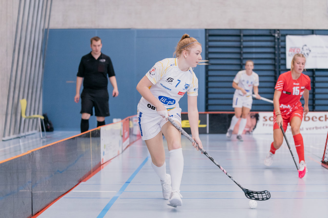 Frauen NLA 1. Runde 2020/21, Switzerland: 12.09.2020, Frauenfeld, Kantihalle, Rahel Rieder (Nr. 7, Kloten-Dietlikon Jets) am Ball

Credit: Claudio Schwarz, unihockey-fotos.ch