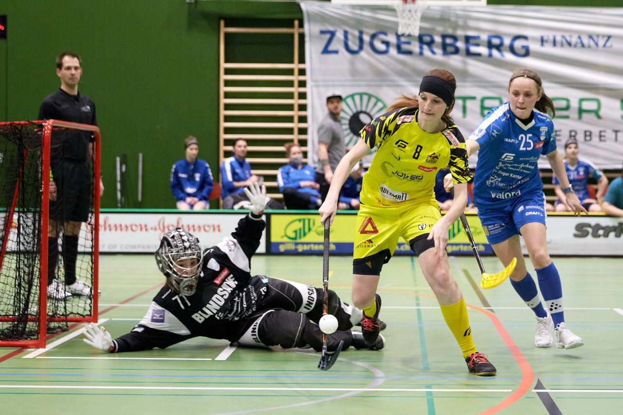 Zug United - Floorball Riders Dürnten-Bubikon-Rüti am  9. Januar 2021 in der Sporthalle der Kantonsschule Zug 
Bild: Michael Peter