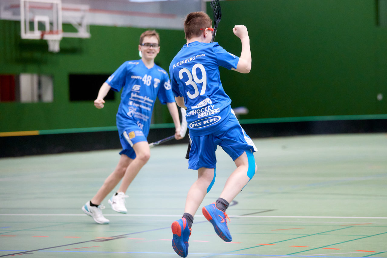 Testspiel Junioren U16A 
Zug United -  Chur Unihockey  am 21. März 2021 in der Sporthalle der Kantonsschule Zug 
Bild: Michael Peter