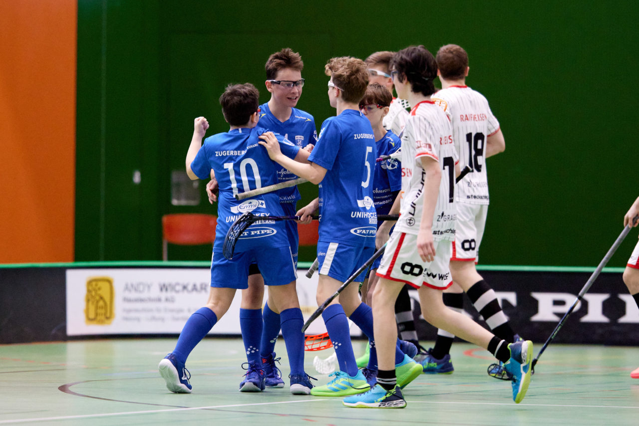 Testspiel Junioren U16A 
Zug United -  Chur Unihockey  am 21. März 2021 in der Sporthalle der Kantonsschule Zug 
Bild: Michael Peter