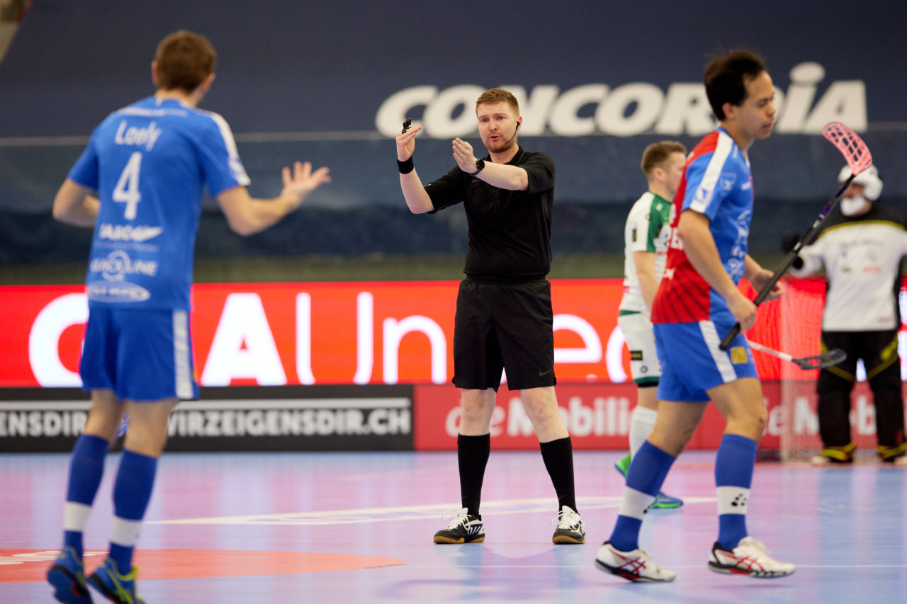 Männer NLA Playoff Viertelfinal zweites Spiel.  Wegen der Fernsehübertragung findet das Spiel im Floorball Production Center in Winterthur statt. 
Zug United - SV Wiler-Ersigen am Samstag 13. März  2021  in der Axa-Arena  Winterthur 
Bild: Michael Peter