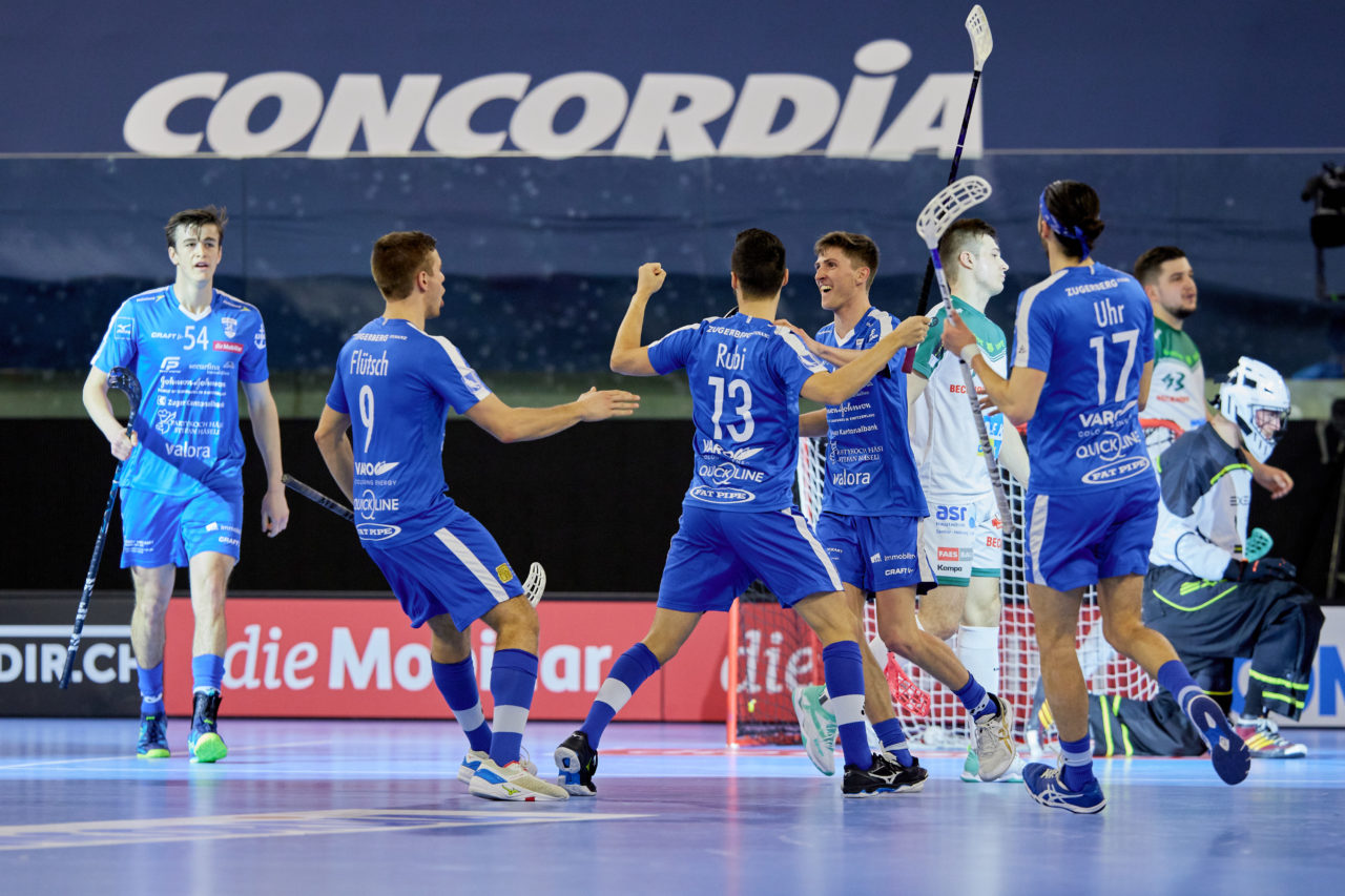 Männer NLA Playoff Viertelfinal zweites Spiel.  Wegen der Fernsehübertragung findet das Spiel im Floorball Production Center in Winterthur statt. 
Zug United - SV Wiler-Ersigen am Samstag 13. März  2021  in der Axa-Arena  Winterthur 
Bild: Michael Peter