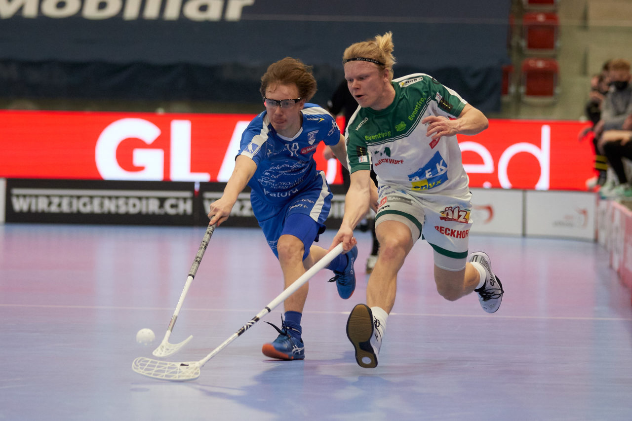Männer NLA Playoff Viertelfinal zweites Spiel.  Wegen der Fernsehübertragung findet das Spiel im Floorball Production Center in Winterthur statt. 
Zug United - SV Wiler-Ersigen am Samstag 13. März  2021  in der Axa-Arena  Winterthur 
Bild: Michael Peter