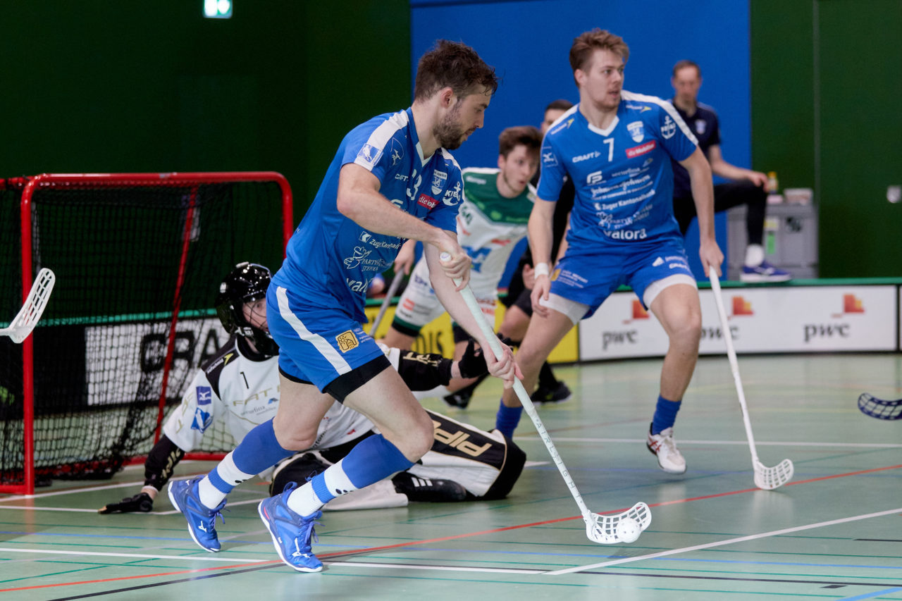Männer Playoff Viertelfinal sechstes  Spiel 
Zug United -  SV Wiler-Ersigen am 27. März 2021 in der Sporthalle der Kantonsschule Zug 
Bild: Michael Peter