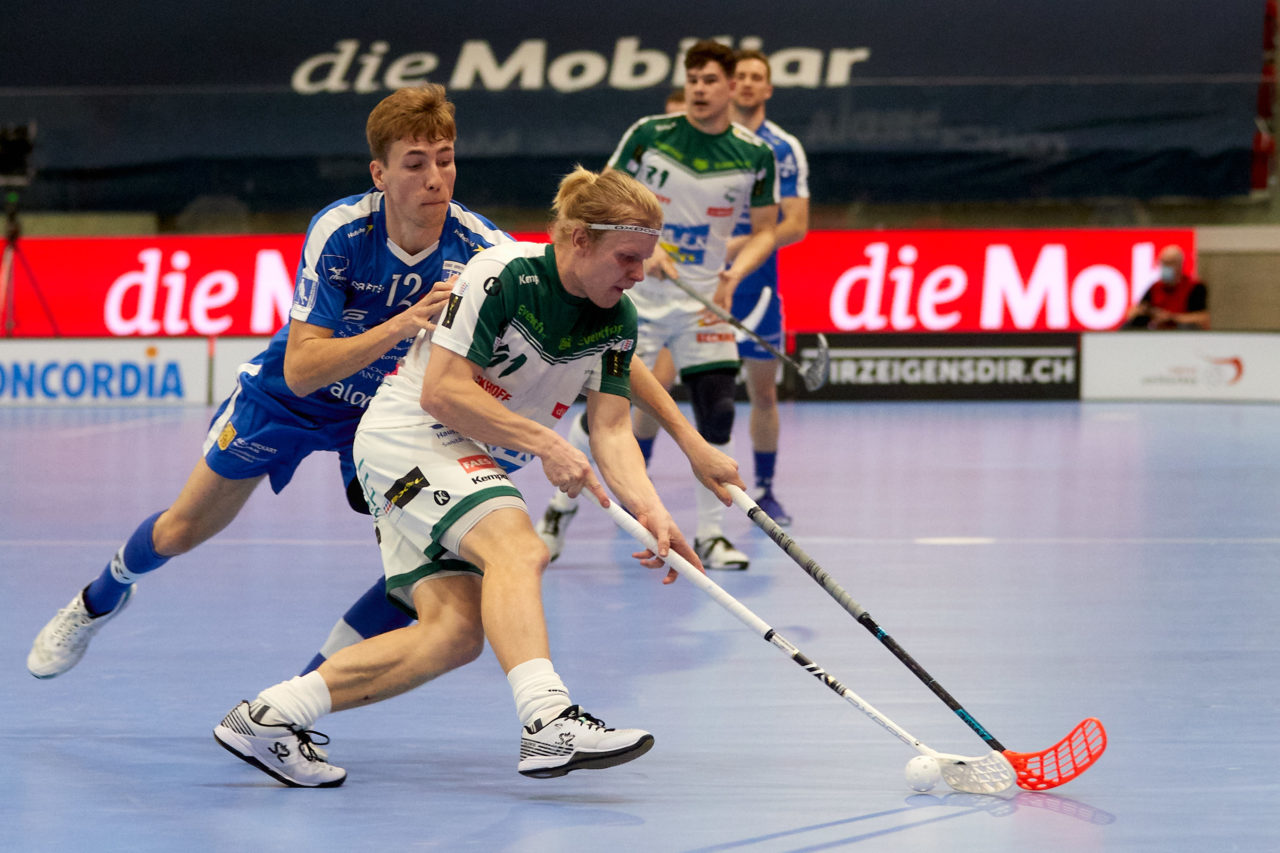 Männer NLA Playoff Viertelfinal zweites Spiel.  Wegen der Fernsehübertragung findet das Spiel im Floorball Production Center in Winterthur statt. 
Zug United - SV Wiler-Ersigen am Samstag 13. März  2021  in der Axa-Arena  Winterthur 
Bild: Michael Peter