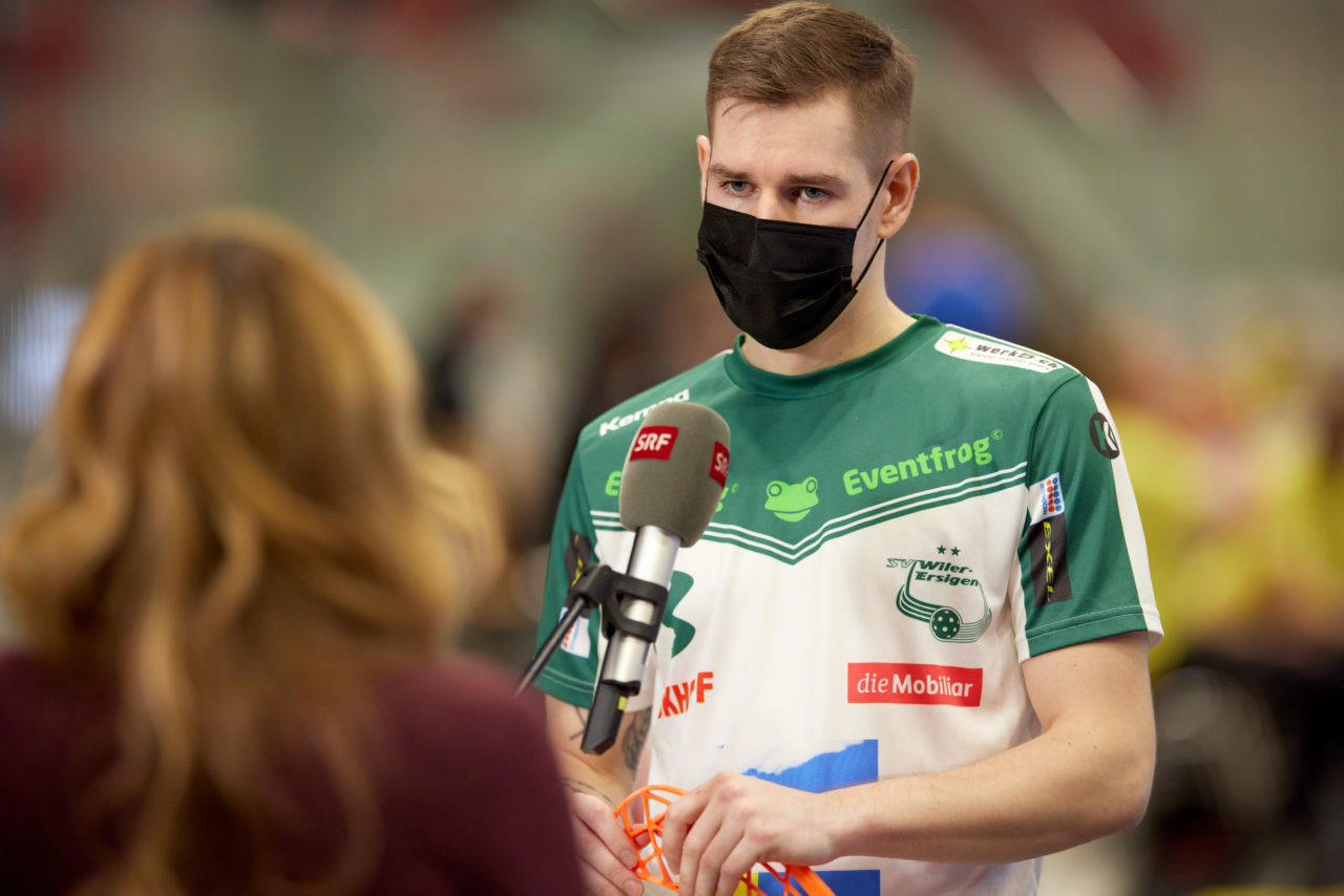 Männer NLA Playoff Viertelfinal zweites Spiel.  Wegen der Fernsehübertragung findet das Spiel im Floorball Production Center in Winterthur statt. 
Zug United - SV Wiler-Ersigen am Samstag 13. März  2021  in der Axa-Arena  Winterthur 
Bild: Michael Peter