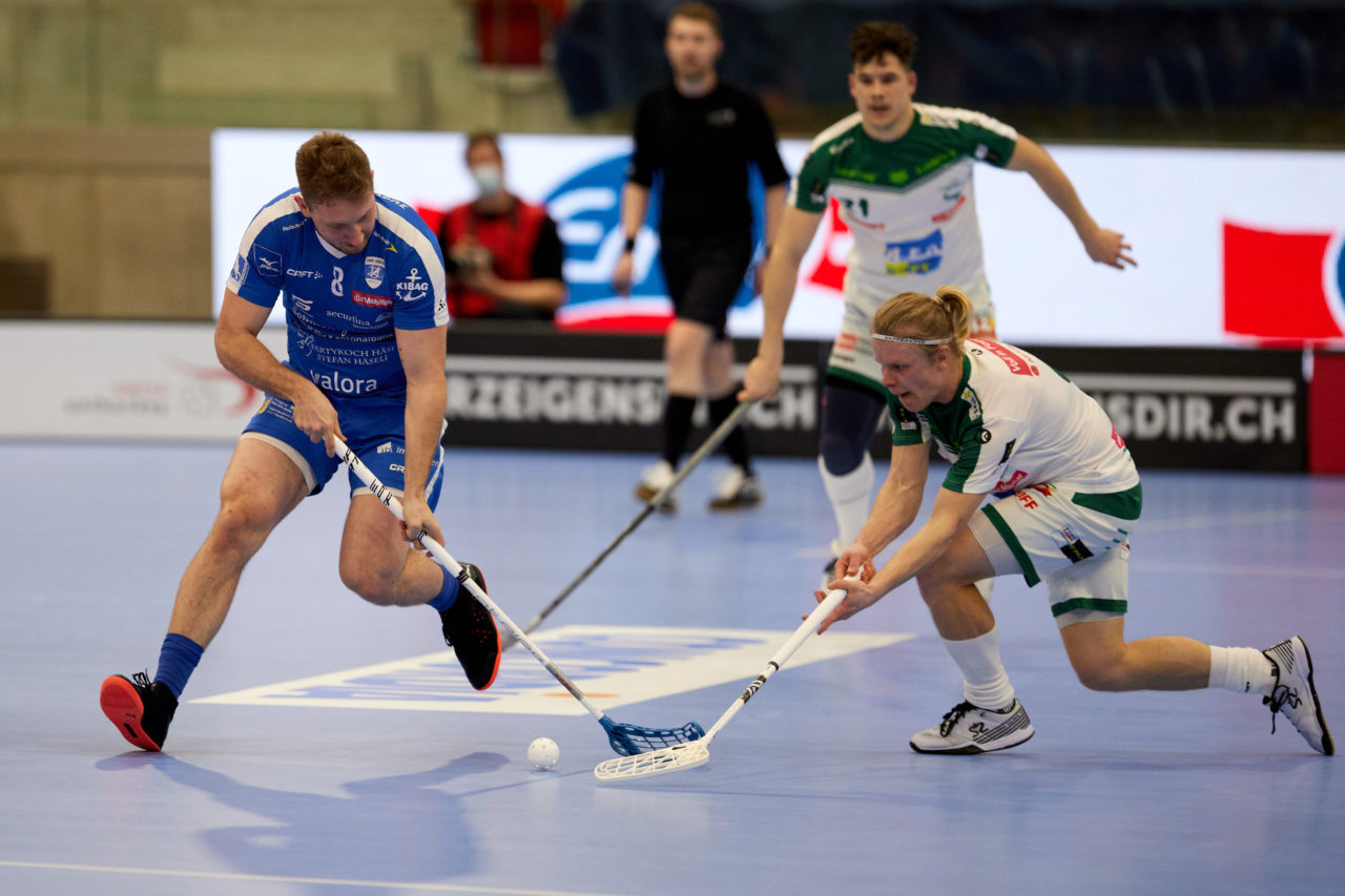 Männer NLA Playoff Viertelfinal zweites Spiel.  Wegen der Fernsehübertragung findet das Spiel im Floorball Production Center in Winterthur statt. 
Zug United - SV Wiler-Ersigen am Samstag 13. März  2021  in der Axa-Arena  Winterthur 
Bild: Michael Peter