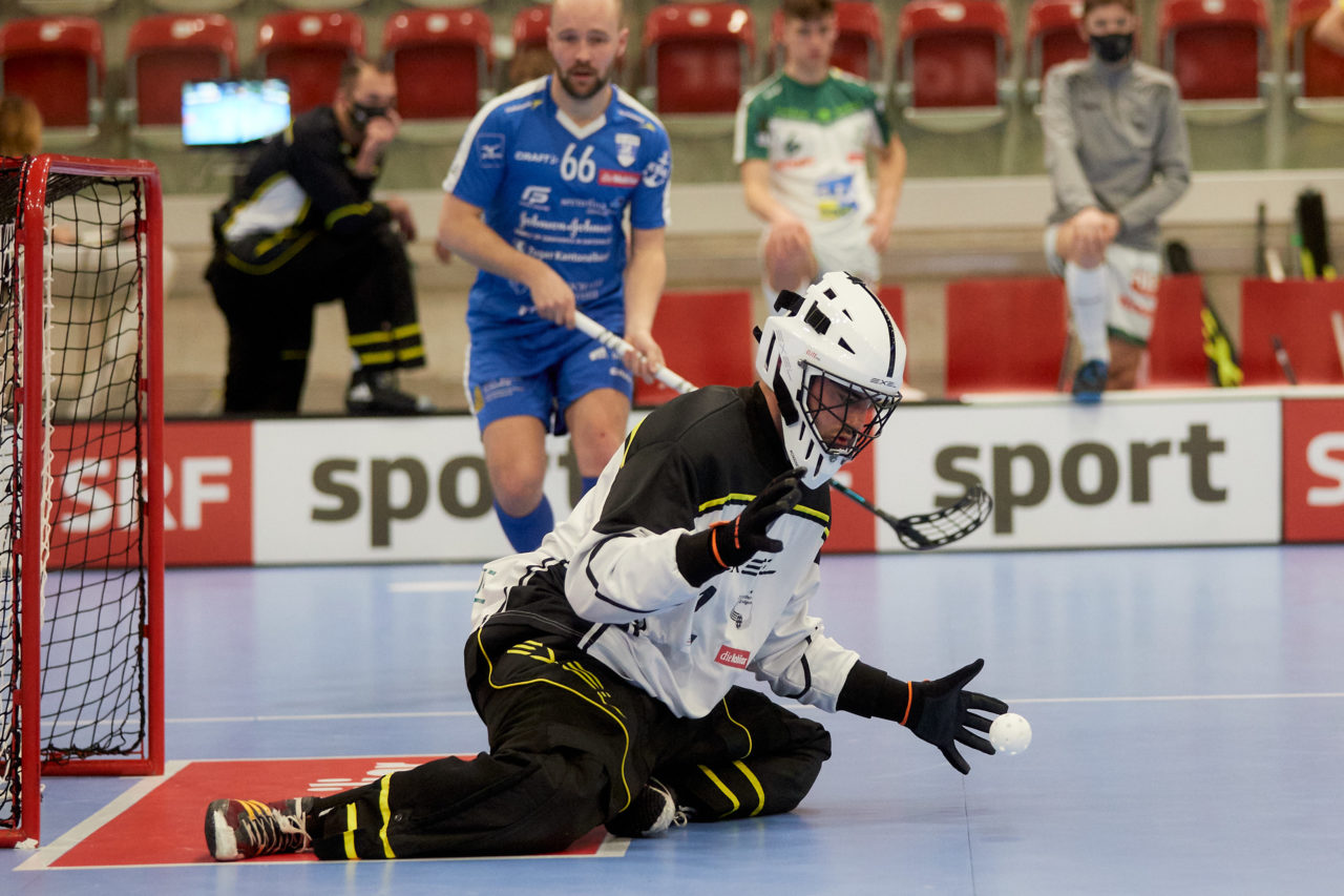 Männer NLA Playoff Viertelfinal zweites Spiel.  Wegen der Fernsehübertragung findet das Spiel im Floorball Production Center in Winterthur statt. 
Zug United - SV Wiler-Ersigen am Samstag 13. März  2021  in der Axa-Arena  Winterthur 
Bild: Michael Peter
