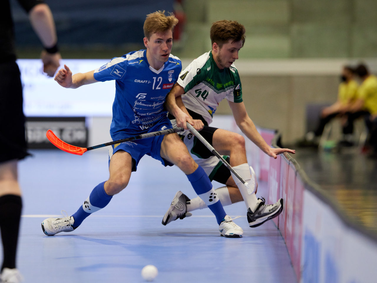 Männer NLA Playoff Viertelfinal zweites Spiel.  Wegen der Fernsehübertragung findet das Spiel im Floorball Production Center in Winterthur statt. 
Zug United - SV Wiler-Ersigen am Samstag 13. März  2021  in der Axa-Arena  Winterthur 
Bild: Michael Peter
