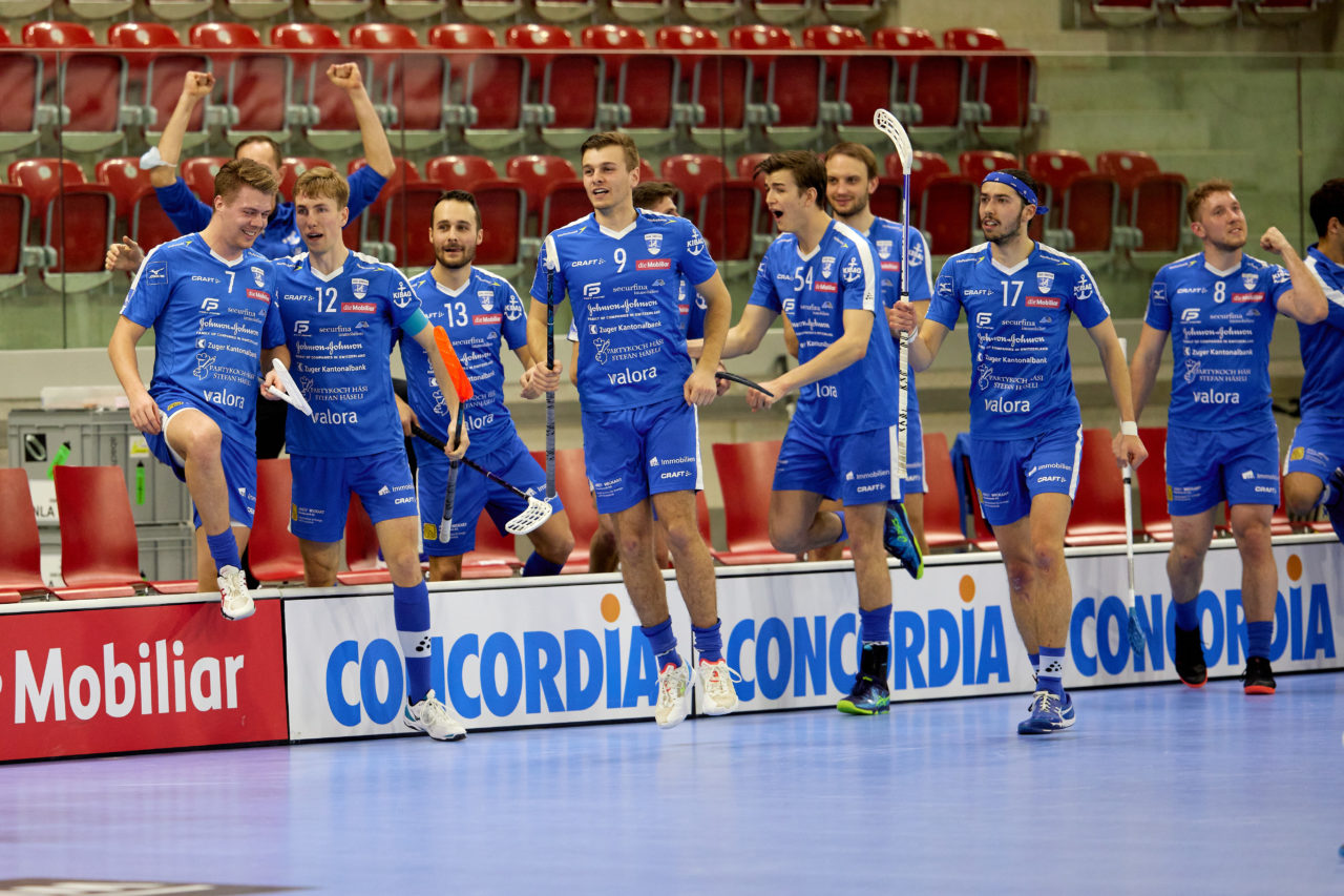 Männer NLA Playoff Viertelfinal zweites Spiel.  Wegen der Fernsehübertragung findet das Spiel im Floorball Production Center in Winterthur statt. 
Zug United - SV Wiler-Ersigen am Samstag 13. März  2021  in der Axa-Arena  Winterthur 
Bild: Michael Peter