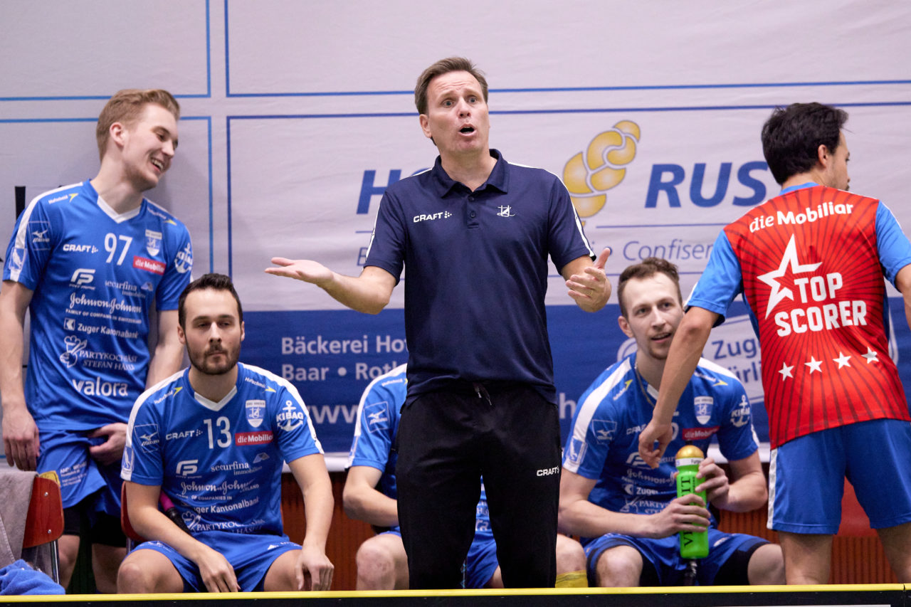 Männer Playoff Viertelfinal sechstes  Spiel 
Zug United -  SV Wiler-Ersigen am 27. März 2021 in der Sporthalle der Kantonsschule Zug 
Bild: Michael Peter