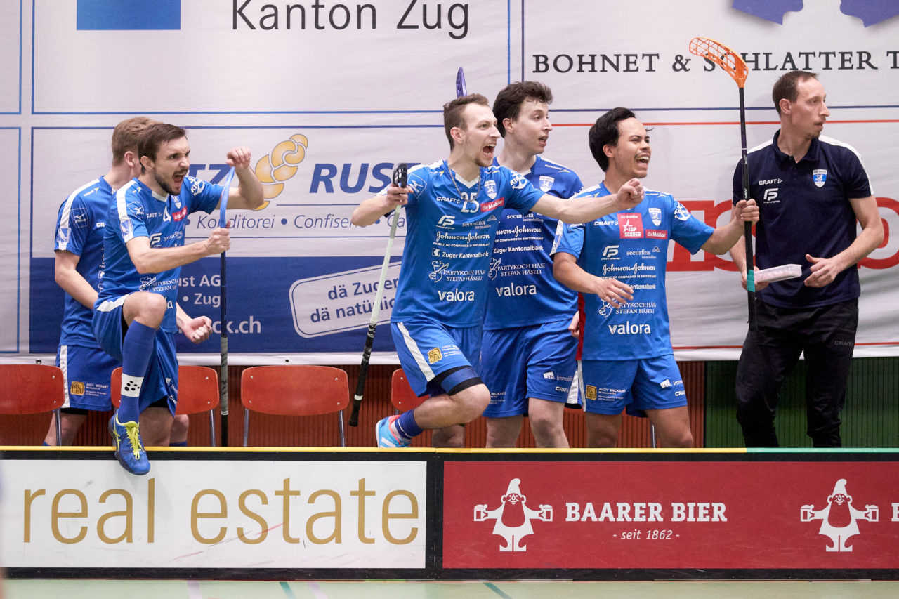 Männer Playoff Viertelfinal sechstes  Spiel 
Zug United -  SV Wiler-Ersigen am 27. März 2021 in der Sporthalle der Kantonsschule Zug 
Bild: Michael Peter