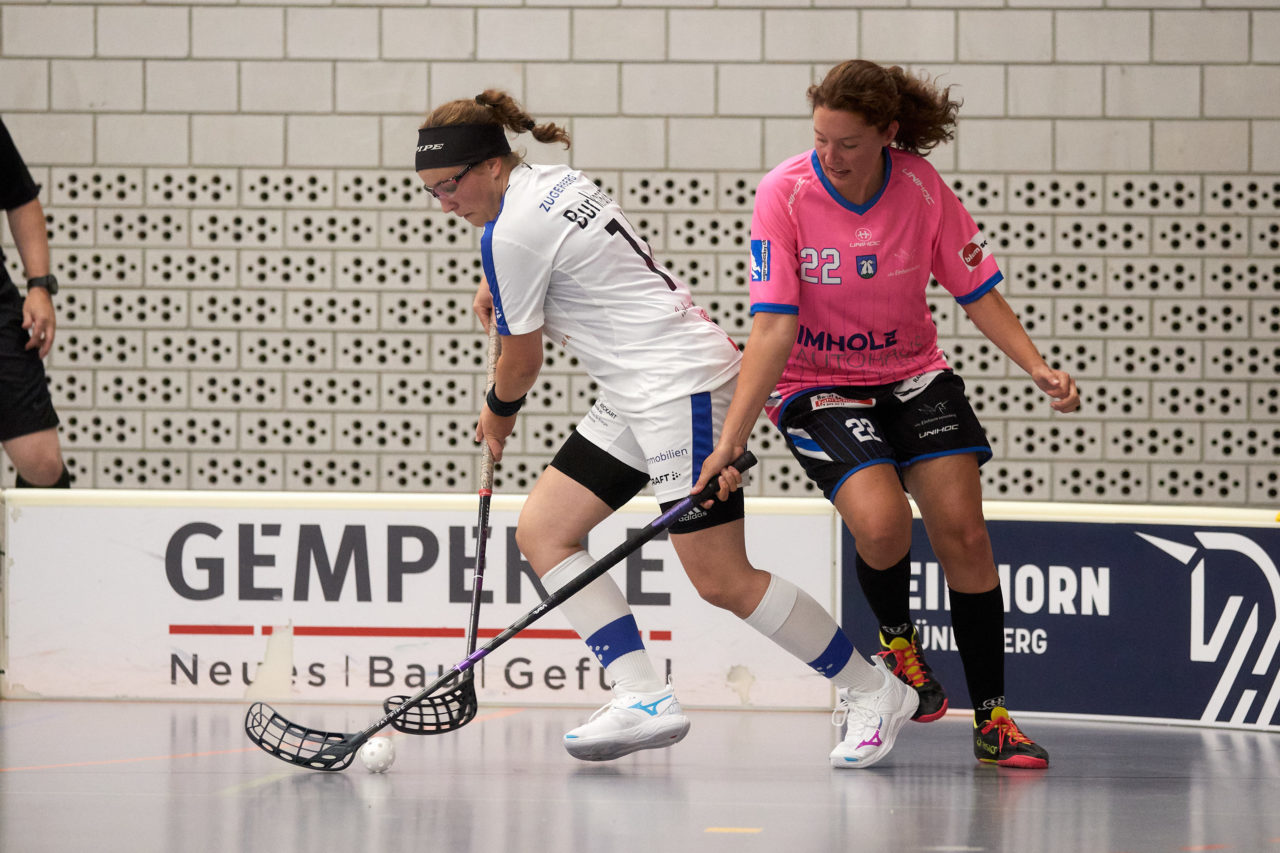 Mobiliar Unihockey Cup Damen 1/16 Final Einhorn Hünenberg - Zug United am  10. September 2021 in der Turnhalle Ehret in Hünenberg 
Bild: Michael Peter