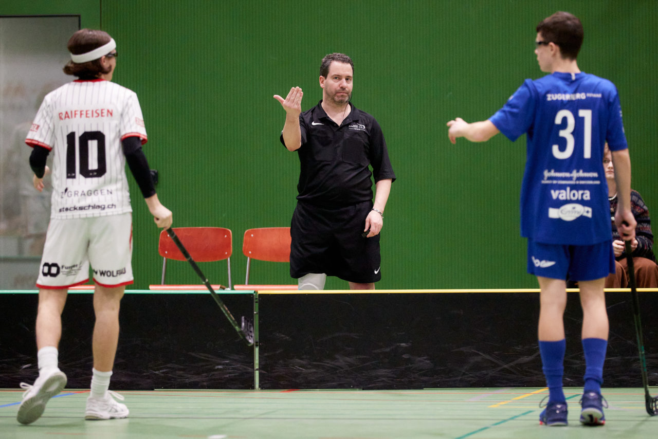 Junioren U16A
Zug United - Chur Unihockey am 19. Februar  2022 in der Sporthalle der Kantonsschule Zug 
Bild: Michael Peter