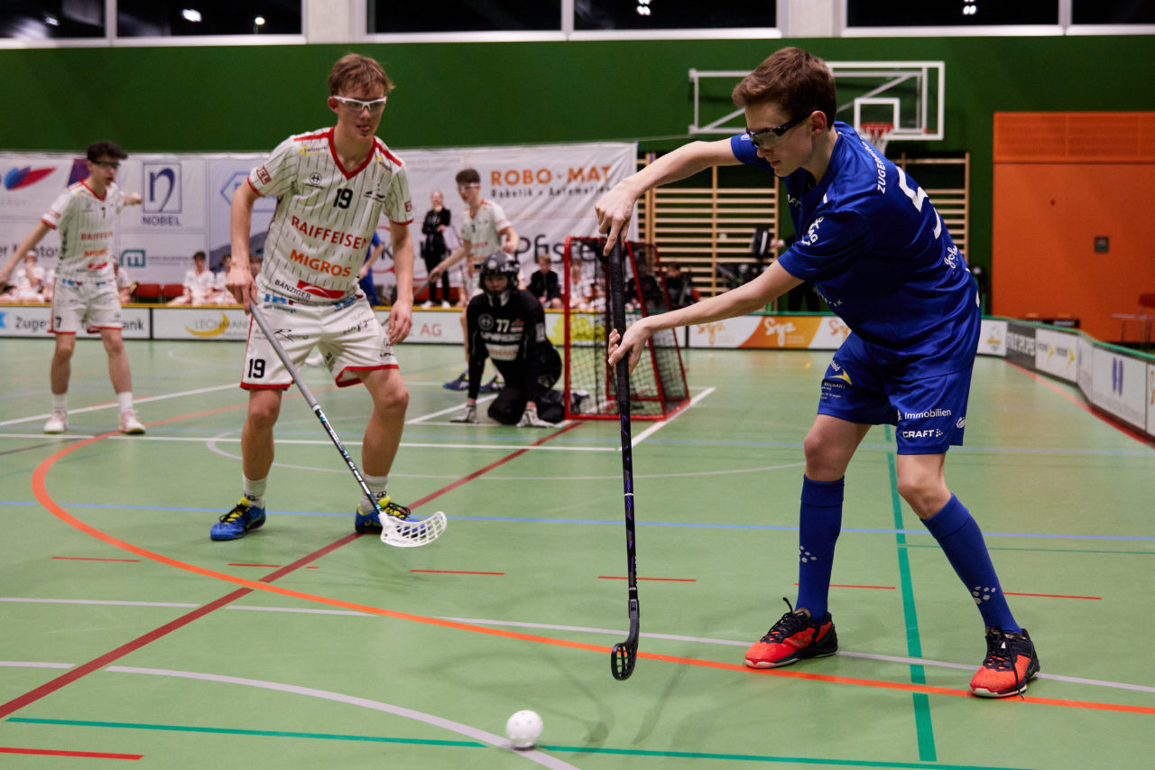 Junioren U16A
Zug United - Chur Unihockey am 19. Februar  2022 in der Sporthalle der Kantonsschule Zug 
Bild: Michael Peter