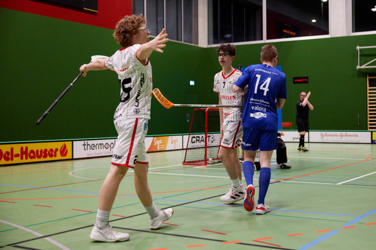 Junioren U16A
Zug United - Chur Unihockey am 19. Februar  2022 in der Sporthalle der Kantonsschule Zug 
Bild: Michael Peter