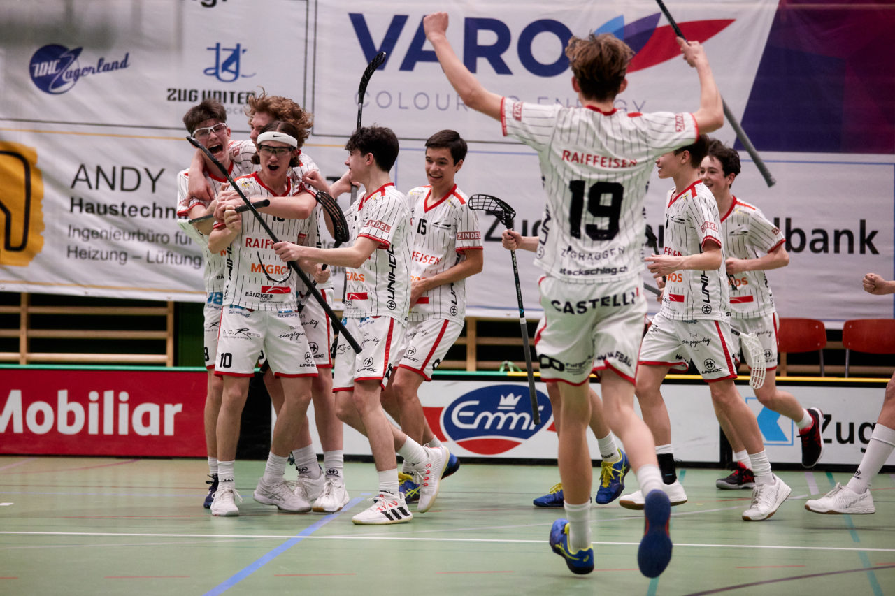 Junioren U16A
Zug United - Chur Unihockey am 19. Februar  2022 in der Sporthalle der Kantonsschule Zug 
Bild: Michael Peter