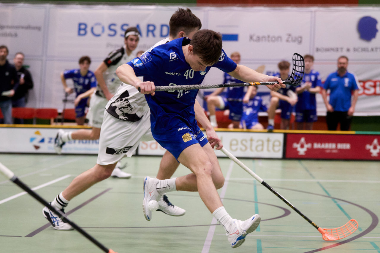 Junioren U21A Playoff 
Zug United - UHC Alligator Malans am 19. Februar 2022 in der Sporthalle der Kantonsschule Zug 
Bild: Michael Peter